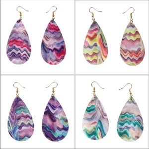 2 FOR $13 Glitter rainbow leather teardrop earring